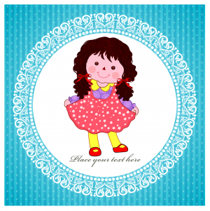 وکتور عروسک بچه رنگی حاشیه آبی